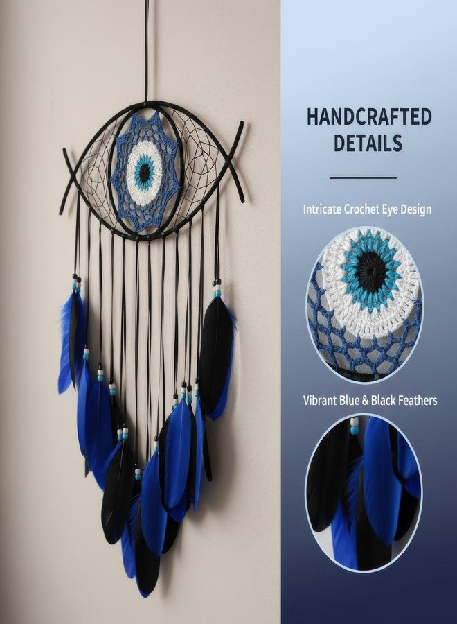 Chiorgone Evil Eye Dream Catcher - Handmade Feather Wall Hanging Decor for Protection, Good Luck & Home Blessing - Image 5